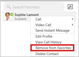On the favorites panel, click on a contact, or use SHIFT+Click, CTRL+Click (Windows), COMMAND+Click (Mac), or a combination to select one or more contacts you want to remove from