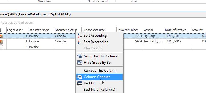 A user can remove a column by left-clicking on the column header to be removed and holding down the leftbutton to drag the column out of its initial setting as modeled below.