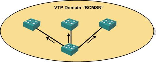 Configuring a VTP Management Domain Configuring and Verifying VTP Configure each switch in the following order to avoid dynamic learning of the domain name: VTP password VTP domain name (case