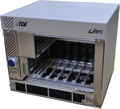 2.4 For smaller systems - Customized 6-AMC-slot crate We have developed a modified utca-like backplane for smaller systems. SpaceWire links to redundant-mch are flipped to non-redundant-mch. i.e. 1 MCH+Router handles at most 24 SpaceWire links from 6 AMC modules.