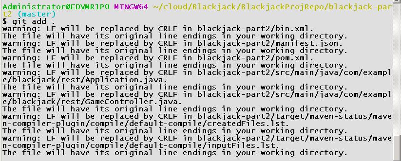 Note the contents in the BlackJack-Part2Repo directory. 13.