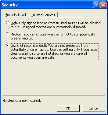 Click [Macro Security]. 4.