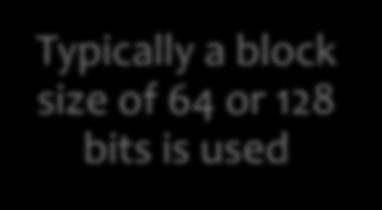 a block size of 64 or 128 bits