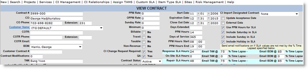 The Contract screen which is associated to the Incident via the Contract number has an automatic default