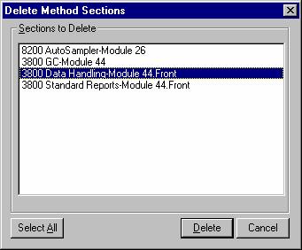 BUILDING 3800 GC METHODS Printing the Method When the desired sections have been highlighted, click on the Delete button to delete them from the Method being edited.