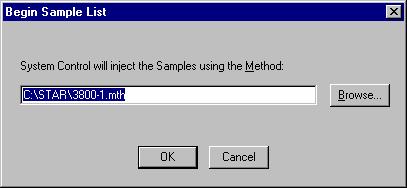 The Sample Names will have these numbers appended to them. When you press the Begin button, you are prompted for the Method to use.