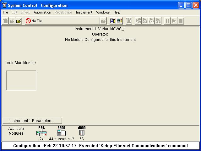 Slot / Port Address 1 / COM1 24 2 / COM2 28 3 / COM3 32 4 / COM4 36 After the Combi PAL AutoSampler connects to System Control the following CPAL icon will be displayed in the Available Modules area.