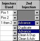 Once you have made your selection, three new columns will appear. New Columns In the 2 nd Injection column select either Advance or Clean & Adv.