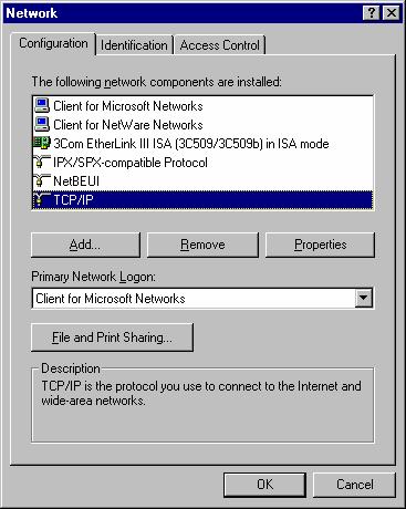 3. The Network dialog box is displayed.