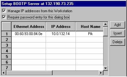 Using a Password to Protect BOOTP Settings You may wish to restrict access to the BOOTP Server dialog box to avoid inadvertent or unauthorized changes to IP address assignments.