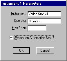 3800 GC CONFIGURATION The Instrument Window Setting Instrument Parameters Some parameters used by the Instrument are set in the Instrument Parameters dialog box accessed from the Configuration window.