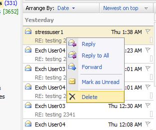 5.14. DELETE MAIL 1. Click the mail to be deleted so that it is highlighted. 2. Click the [Delete] button on the tool bar to delete the selected mail(s). 3.