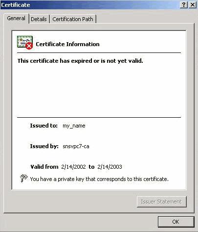 However, this certificate has expired. This is the cause of the problem.