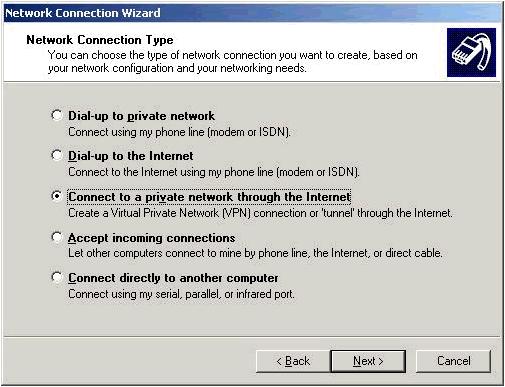 Right click My Network Places, choose Properties and click Make New Connection. 2.