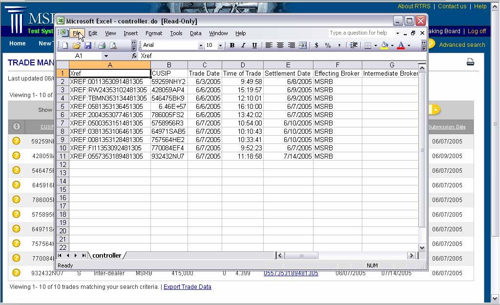 Note one line for each transaction in results set CSV file resulting from export open in Microsoft Excel If you export a list