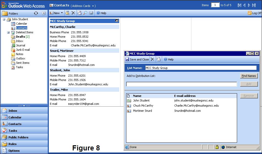 4. Type MCC Study Group in the List Name text box at the top of the Distribution List window as shown in Figure 8. 5. Type your name in the Add to Distribution List text box. 6.