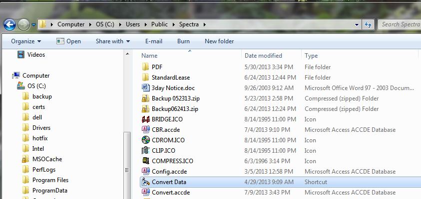 CONVERT SPECTRA DATA FILES Using Windows Explorer go to C:\Users\Public\Spectra or C:\Users\Public (x86)\spectra (if you are using a 64-bit workstation).