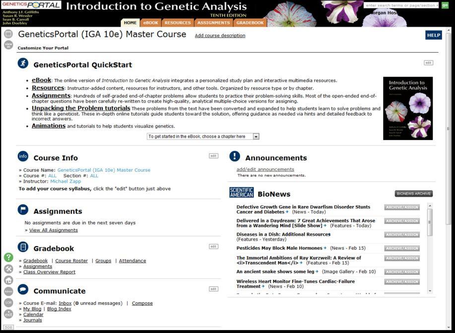 5 The GeneticsPortal Home Page Once you ve logged in to GeneticsPortal, the home page appears. From here, you can access all the information, tools, and resources in GeneticsPortal.