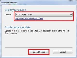 Now, select the course from the drop-down list > click Upload Score : Once the scores have uploaded a