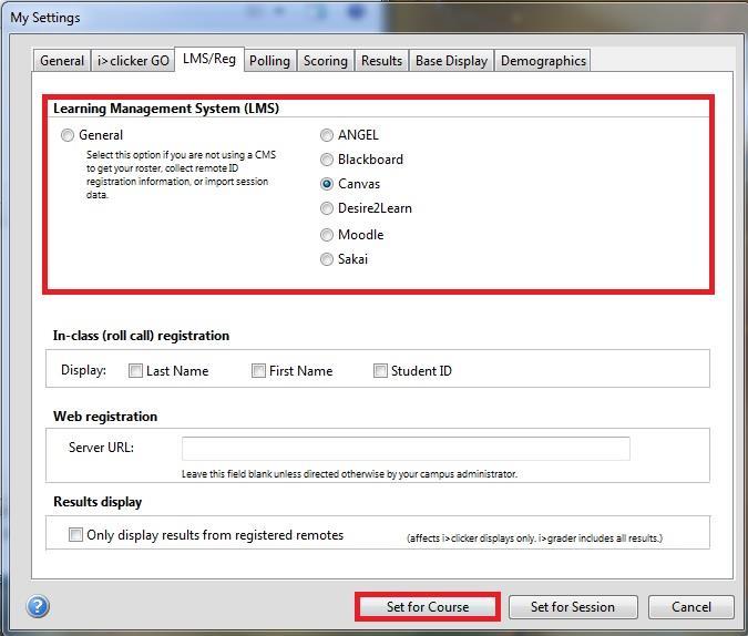 Navigate to the LMS/Reg tab and click on Canvas under the "Learning Management System (LMS)" section.