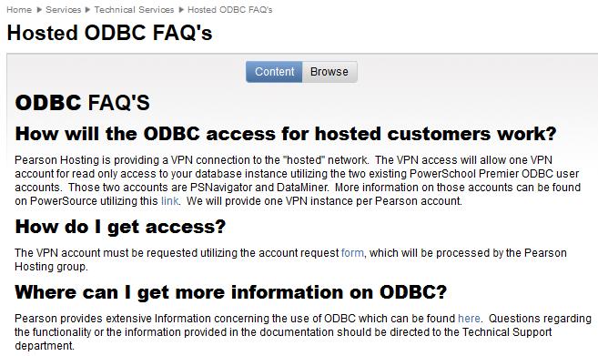 Request ODBC