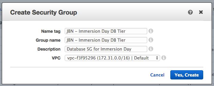 Add a VPC Instance Security Group Prerequisite: Immersion Day Getting Started with EC2 The RDS servers have the same security model as Amazon EC2 overall: trust nothing.