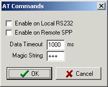 AT commands To enable/configure AT command click on AT commands. For more information on AT commands please refer to section AT Command usage.