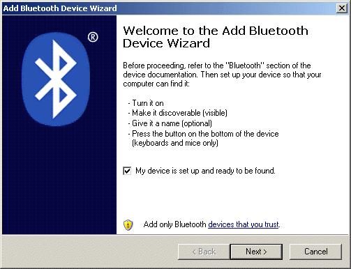 3 Quick Start 3.1 Connect from a Windows PC Here the BlueSerial adapter will act as a slave device. For most application no special configuration is required.