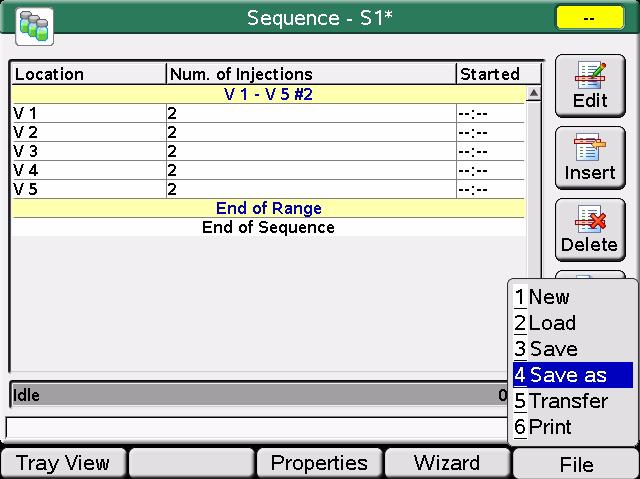 Working with the Instant Pilot 2 Sequence - Automating Analyses Saving a Sequence Sequences are stored within the Instant Pilot (internal memory) and/or on an external USB Flash Drive.