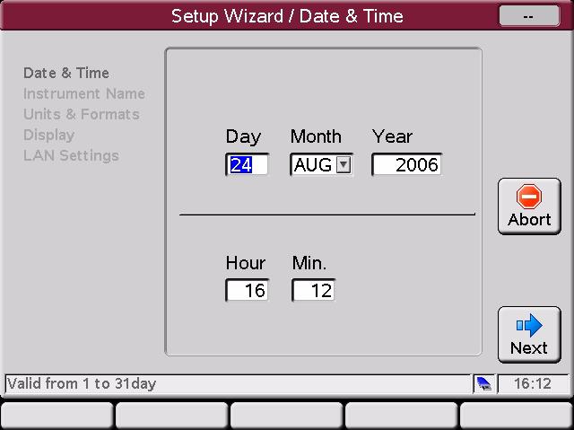 Start-up Information 1 Getting Started date time Figure 16 Getting Started - Setup Wizard - Date & Time NOTE Upon