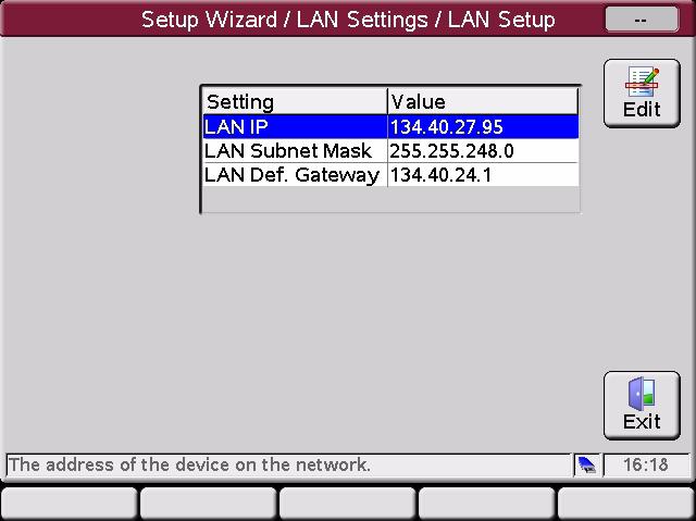 Figure 20 Getting Started - Setup Wizard - LAN settings The next screen shows the actual LAN settings used for communication with