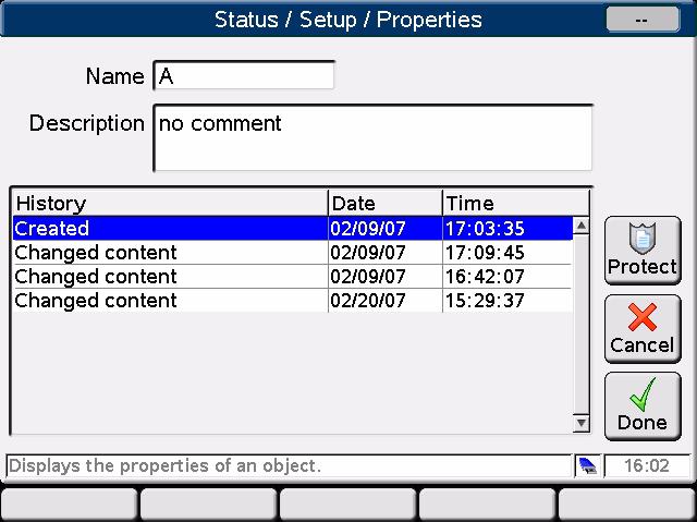 1 Start-up Information Status Information Press Properties on the Setup screen to access the history of the current