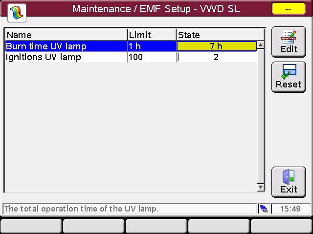 Figure 38 Early Maintenance Feedback (EMF) - Message The limits can be set in the EMF Setup screen.