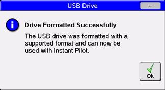 Figure 45 Unsupported USB Flash Drive When selecting "No", theusb Flash Drive will be ignored/can not be used in the Instant Pilot,