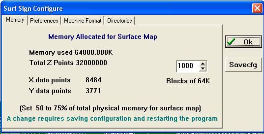 Memory Allocation Surfer uses ram for storage of the drawing data that you load from a DXF file or bitmap.