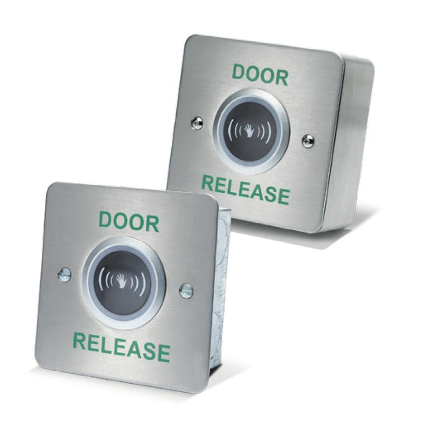 Exit Devices Exit Control Devices Touch Free Stainless steel Exit Buttons are rugged, touchless switch built with advanced Infrared technology.