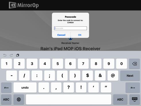 8 Use the SidePad Function with MirrorOp Receiver Select which PC/Mac you want to control and enter the passcode you set
