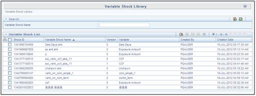 Variable Shock Library Chapter 8 Managing Stress Testing Deleting Variable Shock Definition Searching Variable Shock Library Accessing Variable Shock Library To access the Variable Shock Library