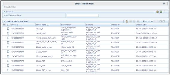 Stress Definition Chapter 8 Managing Stress Testing 3. Click Stress Definition. The Stress Definition page is displayed. Figure 51.