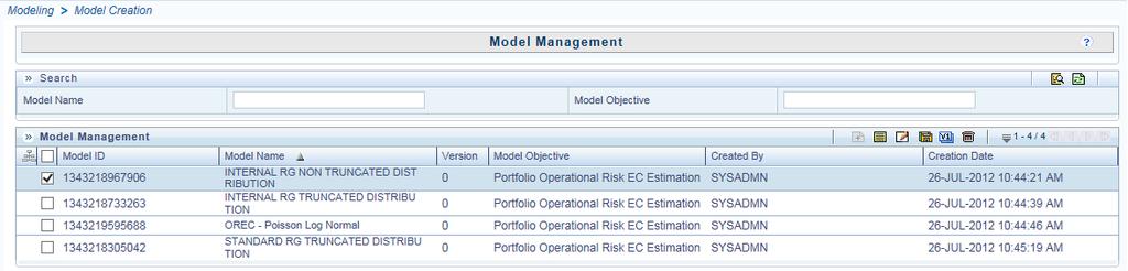 Managing Modeling Chapter 7 Managing Modeling Figure 23. Model Management The following columns are displayed in the Model Management page.