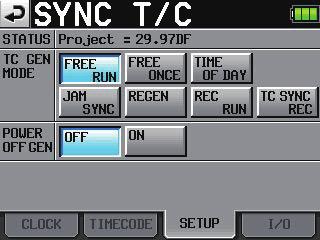 A TC SYNC REC button has been added to the TC GEN MODE item on the SETUP page of the TC/SYNC screen.