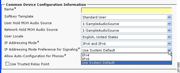Cisco Unified Communications Configuration Parameters and Features for v6 Chapter 3 v6 Support in Cisco Unified Communications Devices Addressing ode Preference for Signaling for Phones The phone