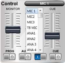 In the Studio Monitoring section, also a Talkback section is provided and consists of four buttons and the LEVEL control.