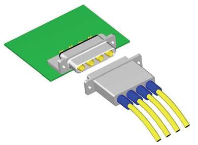 D-Subminiature Connector Assemblies Designed to provide a ruggedized in-line solution for Quadrax cable to printed circuit board mount