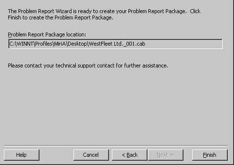 To prevent.cab files from being overwritten, the Wizard gives each problem report package a unique name based on your company name and a unique sequence number, as shown in the following example.