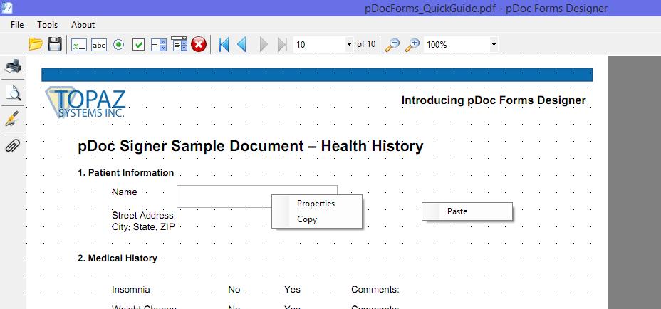 3.5 Creation of New Form Fields from Existing Form Fields pdoc Forms Designer User Manual pdoc Forms Designer supports copying and pasting form fields to create new form fields using the existing