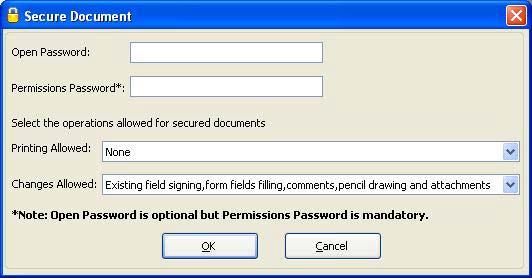 Open Password: One will be prompted to enter this password when the document is being opened.
