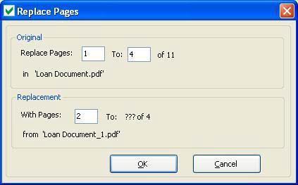 Case 2: Page Range to be replaced is same as the total number of pages of the Replacement document, but the starting page is not the first page.