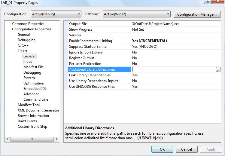 Visual Studio (Project Setting) Additional library