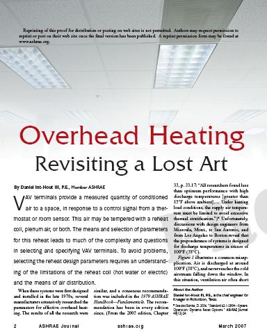 Perimeter Considerations The requirements for overheating are discussed in an ASHRAE Journal article,